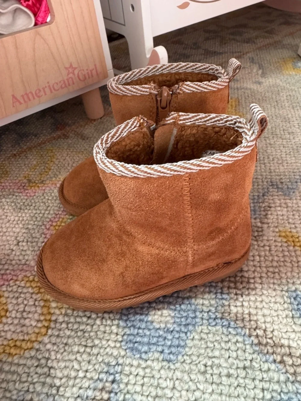 BearPaw Kids Suede Ankle Boots in Chestnut